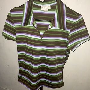 Vintage stripped zip up shirt
